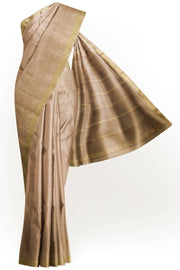Mysore crepe silk saree in chickoo colour without blouse