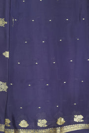 Mysore crepe silk saree in mauve with small motifs all over & contrast pallu