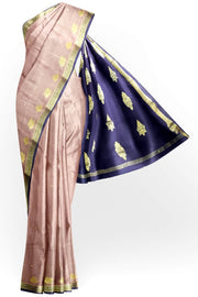 Mysore crepe silk saree in mauve with small motifs all over & contrast pallu
