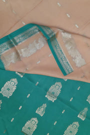 Mysore crepe silk saree in sandalwood colour with small motifs
