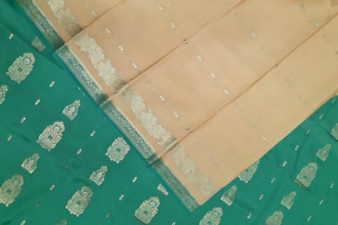 Mysore crepe pure silk saree in sandalwood colour with small motifs