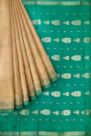 Mysore crepe pure silk saree in sandalwood colour with small motifs