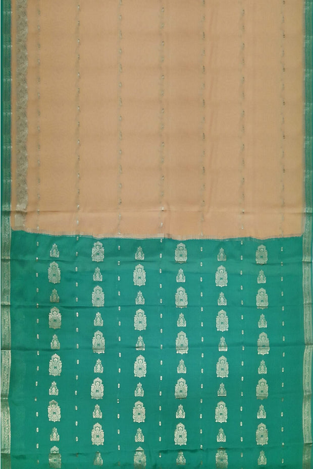 Mysore crepe silk saree in sandalwood colour with small motifs