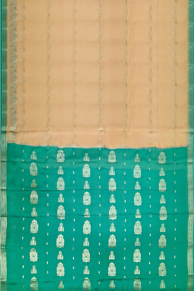 Mysore crepe pure silk saree in sandalwood colour with small motifs