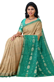 Mysore crepe silk saree in sandalwood colour with small motifs