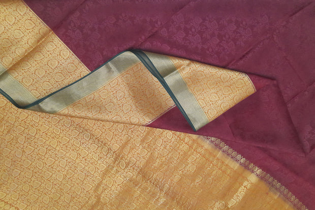 Mysore crepe silk  brocade saree in maroon