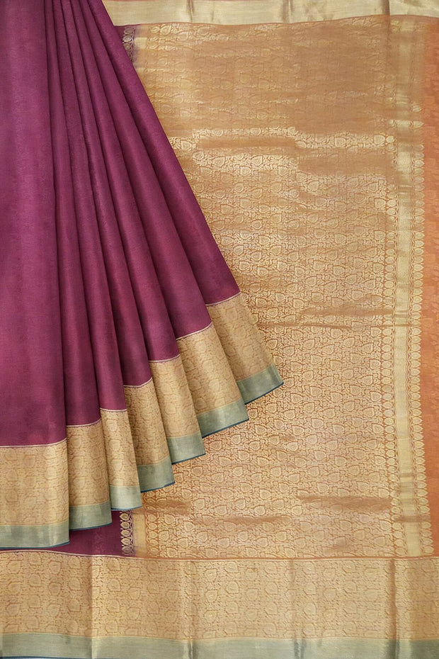 Mysore crepe silk  brocade saree in maroon