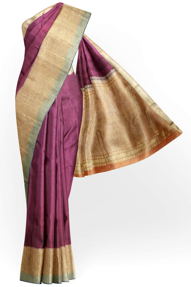 Mysore crepe silk  brocade saree in maroon