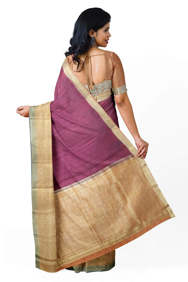 Mysore crepe silk  brocade saree in maroon