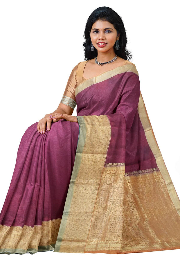 Mysore crepe silk  brocade saree in maroon