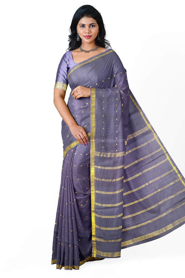 Mysore crepe silk saree in lavender  with small motifs