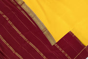 Gorgeous Mysore pure silk & pure gold zari saree in yellow with striped pallu