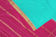 Gorgeous Mysore pure silk & pure gold zari saree in pool blue with striped pallu