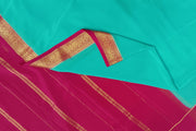 Gorgeous Mysore pure silk & pure gold zari saree in pool blue with striped pallu