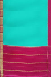 Gorgeous Mysore pure silk & pure gold zari saree in pool blue with striped pallu