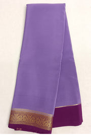 Gorgeous Mysore pure silk & pure gold zari saree in dark lavender with striped pallu