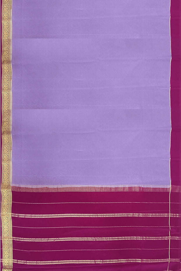Gorgeous Mysore pure silk & pure gold zari saree in dark lavender with striped pallu