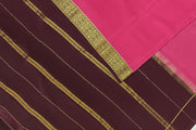 Gorgeous Mysore pure silk & pure gold zari saree in onion pink with striped pallu