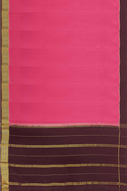 Gorgeous Mysore pure silk & pure gold zari saree in onion pink with striped pallu