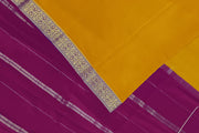 Gorgeous Mysore pure silk & pure gold zari saree in mustard with striped pallu
