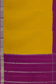 Gorgeous Mysore pure silk & pure gold zari saree in mustard with striped pallu