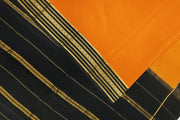 Gorgeous Mysore pure silk & pure gold zari saree in orange with striped pallu