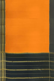 Gorgeous Mysore pure silk & pure gold zari saree in orange with striped pallu