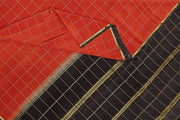 Gorgeous Mysore pure silk & pure gold zari saree in rust colour with zari checks