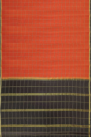 Gorgeous Mysore pure silk & pure gold zari saree in rust colour with zari checks