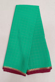 Gorgeous Mysore pure silk & pure gold zari saree in sea green with zari checks