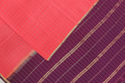 Gorgeous Mysore pure silk & pure gold zari saree in strawberry pink with zari checks