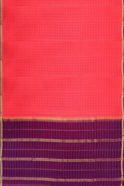 Gorgeous Mysore pure silk & pure gold zari saree in strawberry pink with zari checks