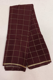 Gorgeous Mysore pure silk & pure gold zari saree in brown with zari checks