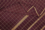 Gorgeous Mysore pure silk & pure gold zari saree in brown with zari checks