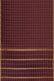 Gorgeous Mysore pure silk & pure gold zari saree in brown with zari checks