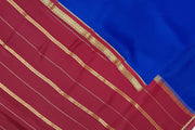Gorgeous Mysore pure silk pure gold zari saree in royal blue with striped pallu