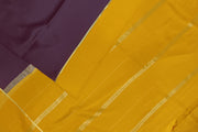 Gorgeous Mysore pure silk pure gold zari saree in brown with striped pallu