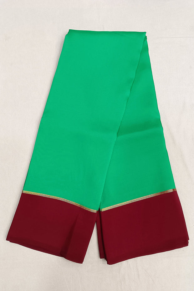 Gorgeous Mysore pure silk pure gold zari saree in rama green with striped pallu