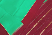 Gorgeous Mysore pure silk pure gold zari saree in rama green with striped pallu