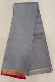 Gorgeous Mysore pure silk pure gold zari saree in grey with striped pallu