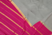 Gorgeous Mysore pure silk pure gold zari saree in grey with striped pallu