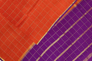 Gorgeous Mysore pure silk pure gold zari saree in in rust colour  with zari checks