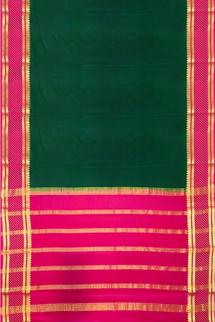 Mysore crepe pure silk saree in bottle green with bentex border.