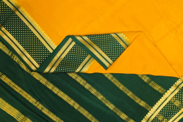Mysore crepe pure silk saree in  mustard  with bentex border.