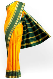 Mysore crepe pure silk saree in  mustard  with bentex border.