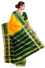 Mysore crepe pure silk saree in  mustard  with bentex border.