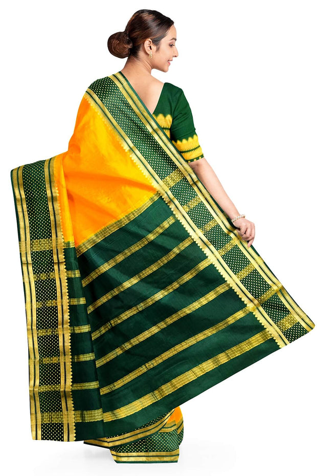Mysore crepe pure silk saree in  mustard  with bentex border.