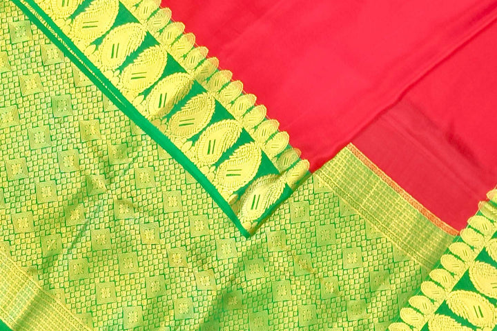 Mysore crepe pure  silk saree in magenta  with double mango motifs