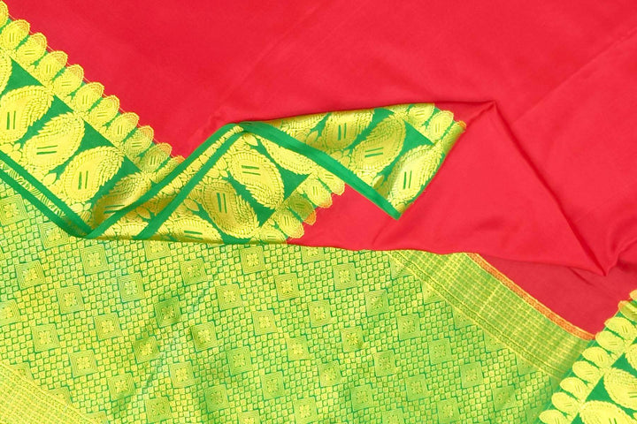 Mysore crepe pure  silk saree in magenta  with double mango motifs