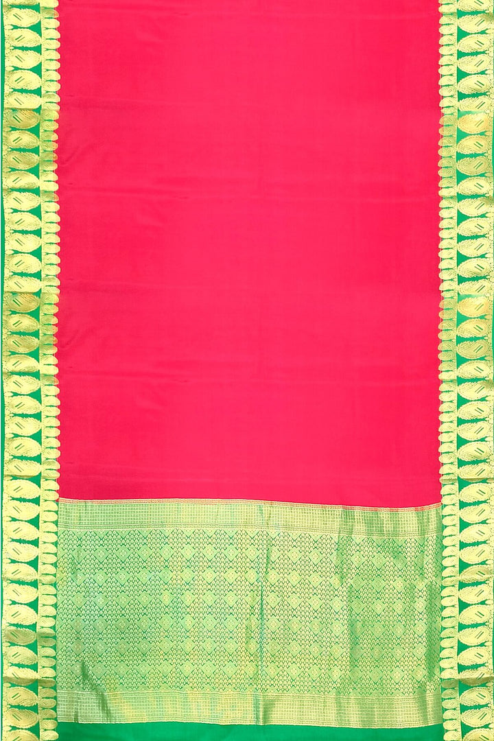 Mysore crepe pure  silk saree in magenta  with double mango motifs